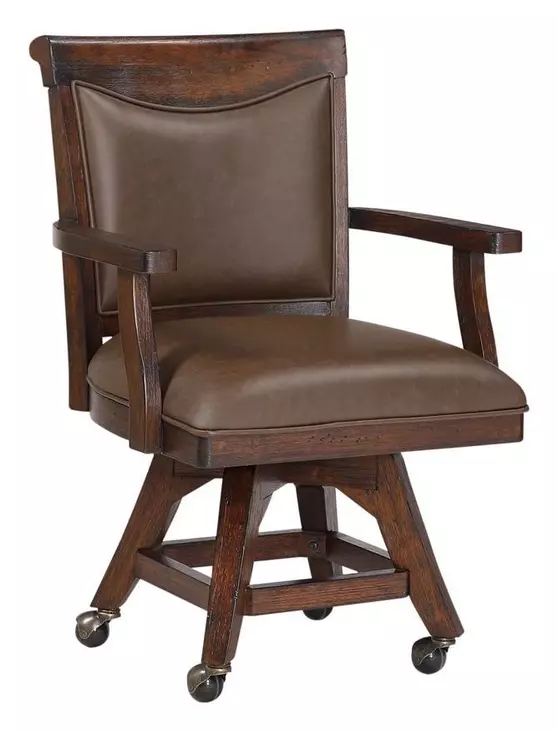 Gettysburg Dark Distressed Swivel Game Chair with Casters