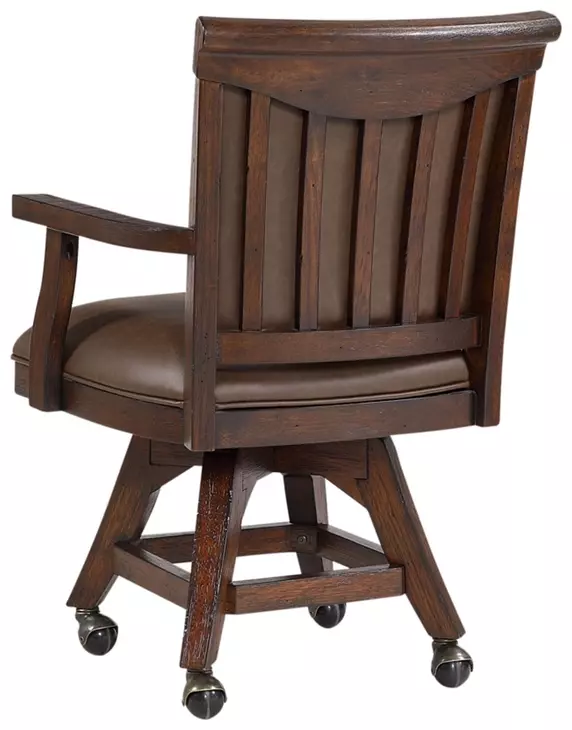 Gettysburg Dark Distressed Swivel Game Chair with Casters