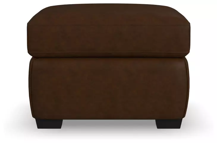 Hudson Dark Brown Leather Upholstered Rectangular Ottoman From