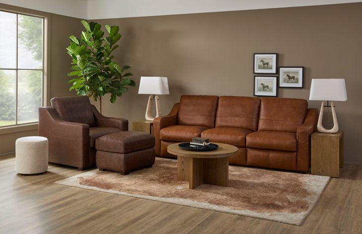 Hudson Dark Brown Leather Upholstered Rectangular Ottoman