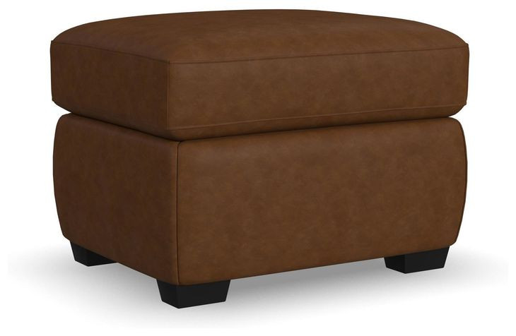Hudson Brown Leather Upholstered Rectangular Ottoman
