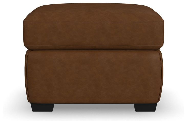 Hudson Brown Leather Upholstered Rectangular Ottoman