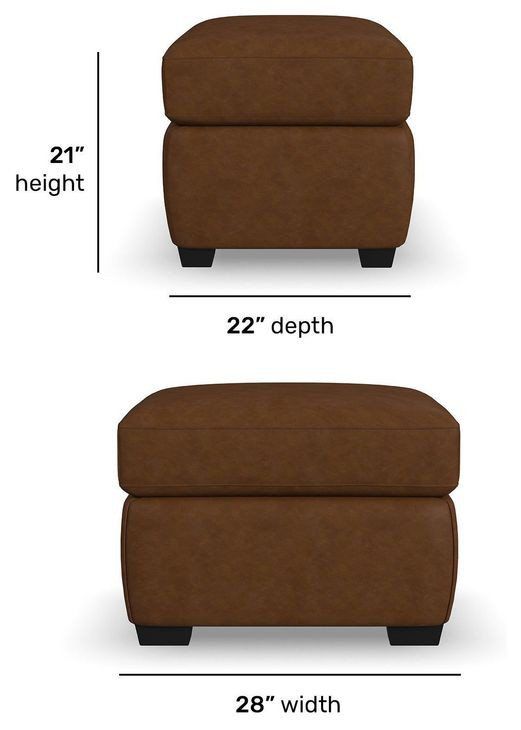 Hudson Brown Leather Upholstered Rectangular Ottoman