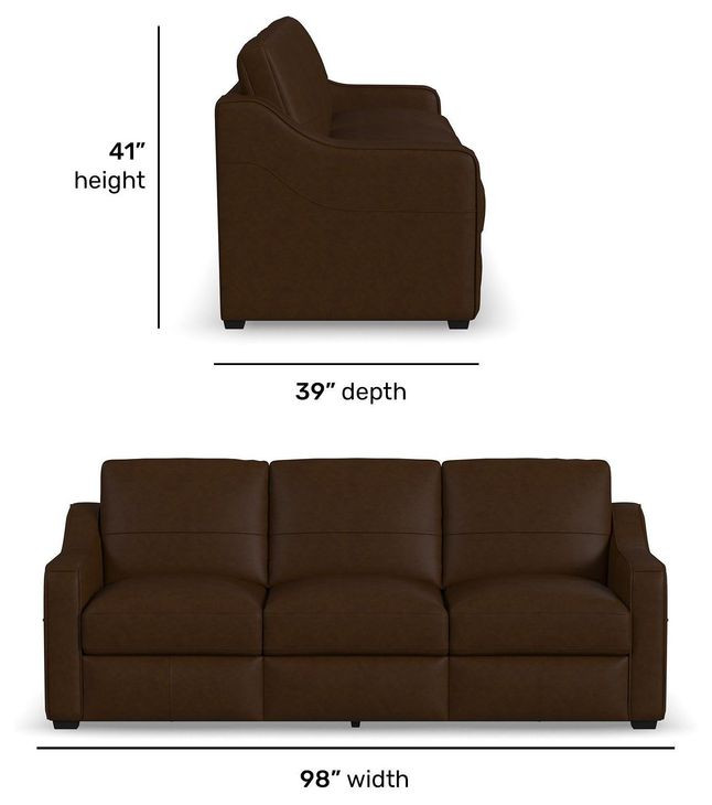 Hudson Dark Brown Leather 98" Sofa