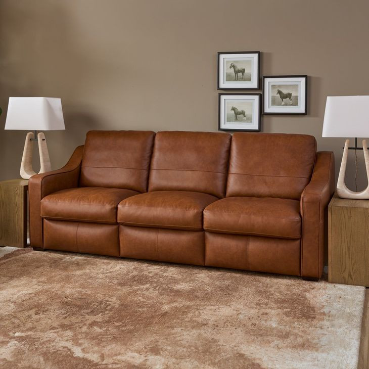 Hudson Brown Leather 98" Sofa