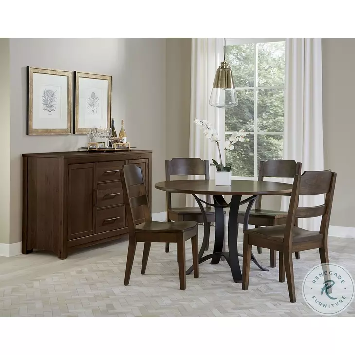 Ben And Erin Napier Dark Cherry And Metal 48" Round Dining Table