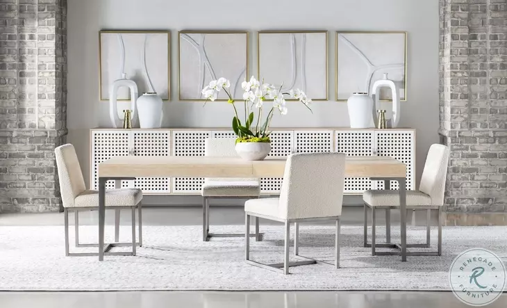 Biscayne Malabar And Alabaster Leg Extendable Dining Room Set