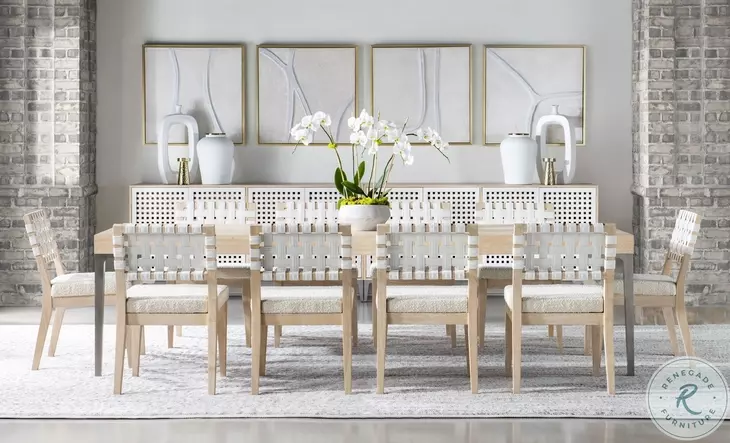 Biscayne Malabar And Alabaster Leg Extendable Dining Room Set With Strap Back Chair