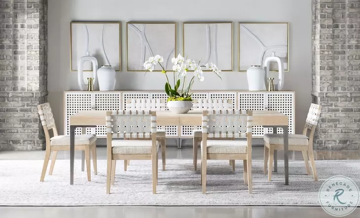 Biscayne Malabar And Alabaster Leg Extendable Dining Room Set With Strap Back Chair