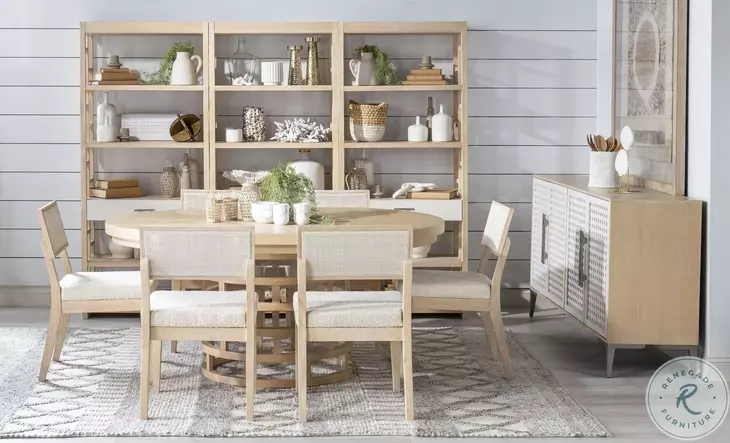 Biscayne Malabar And Alabaster Extendable Oval Dining Room Set With Woven Back Chair