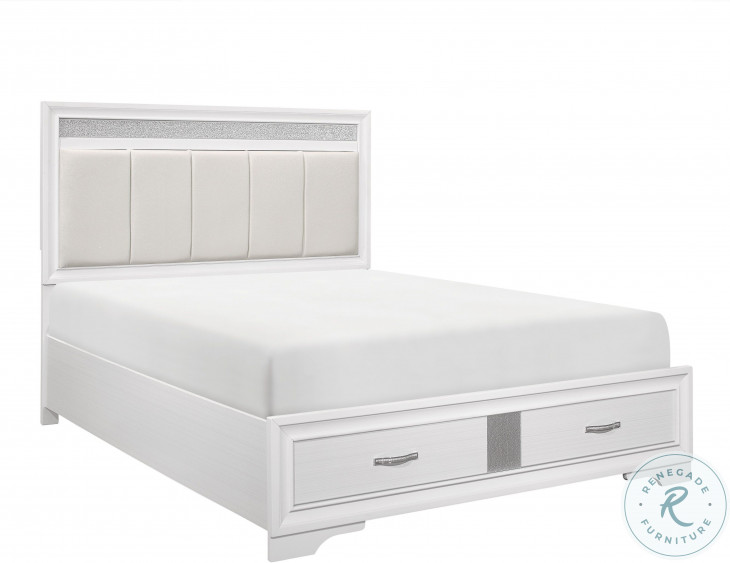 Luster White And Silver Glitter Platform Bedroom Set from Homelegance
