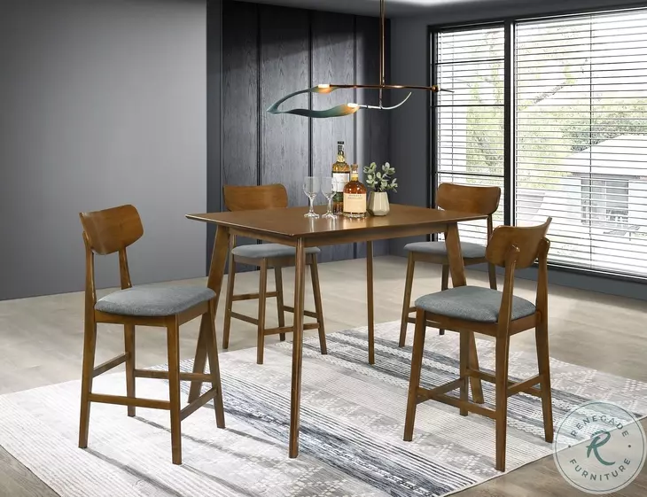 Robbie Walnut 5 Piece Counter Height Dining Set