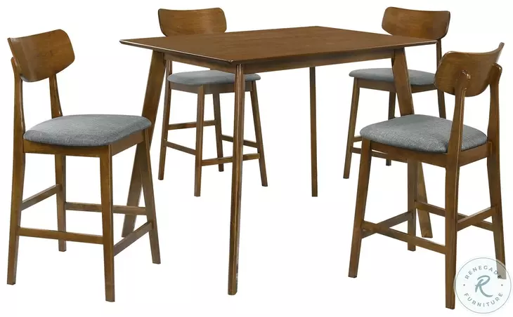 Robbie Walnut 5 Piece Counter Height Dining Set