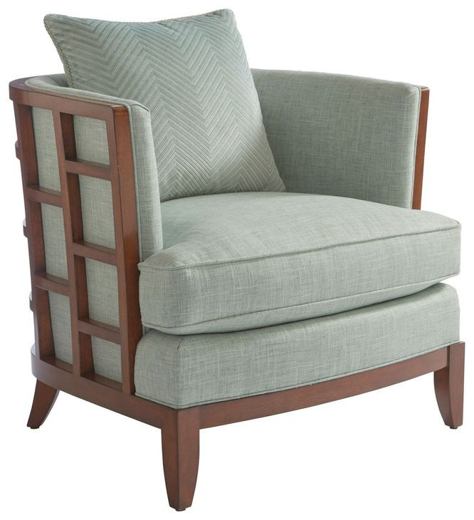 Ocean Club Abaco Green Upholstered Accent Chair with Pillow