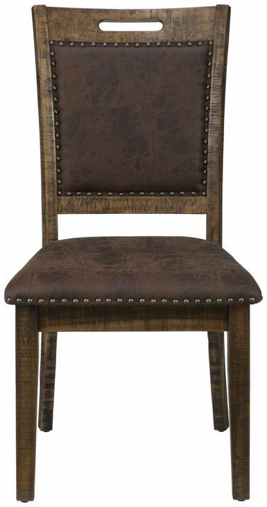 Cannon Valley Distressed Medium Brown Upholstered Side Chair Set of 2
