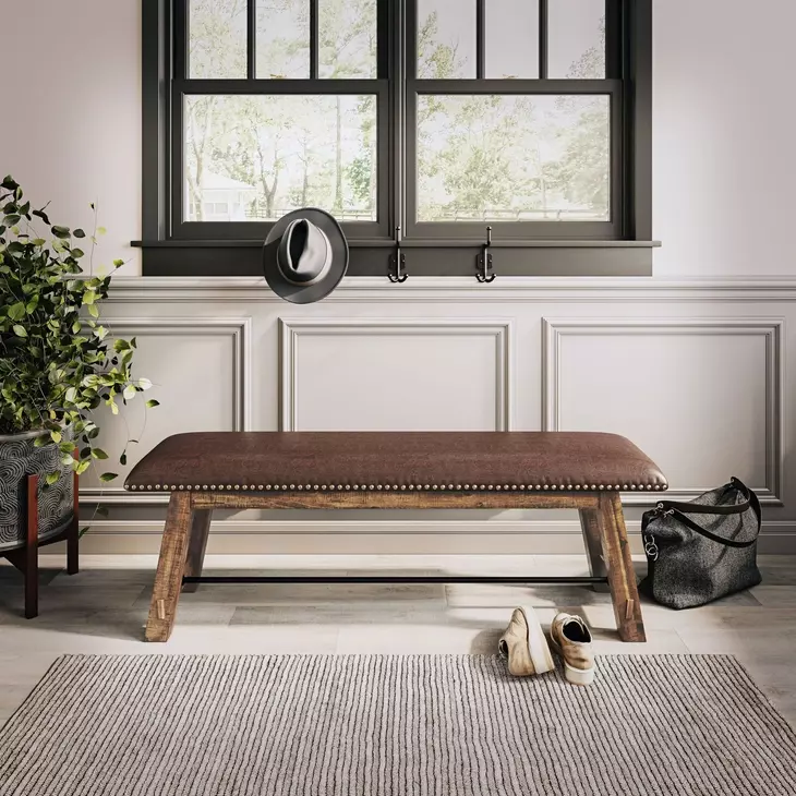 Cannon Valley Distressed Medium Brown Bench