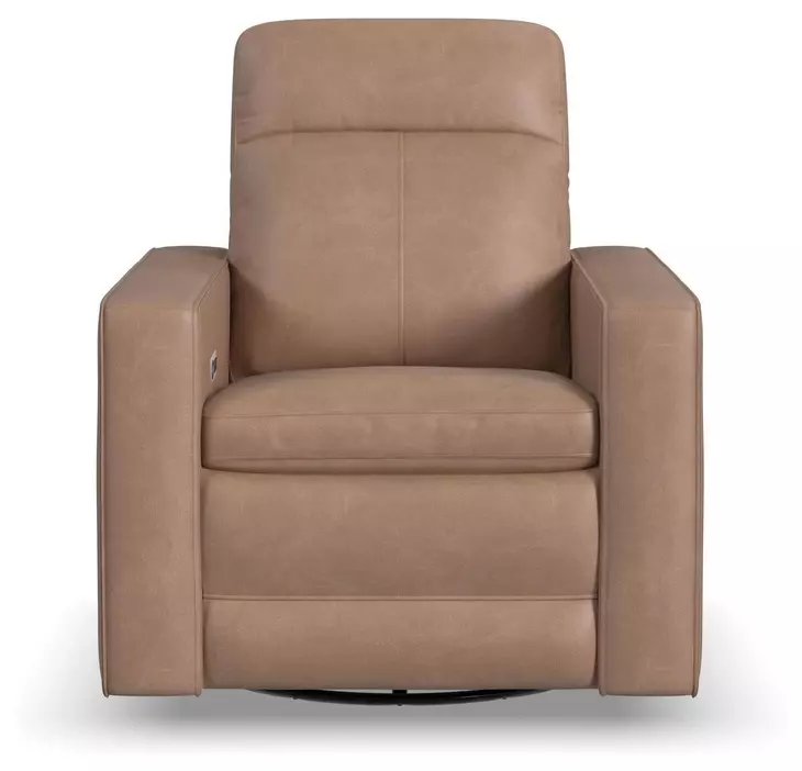 Dutch Desert Tan Leather Zero Gravity Swivel Gliding Power Recliner with USB Charging and Heat Massage