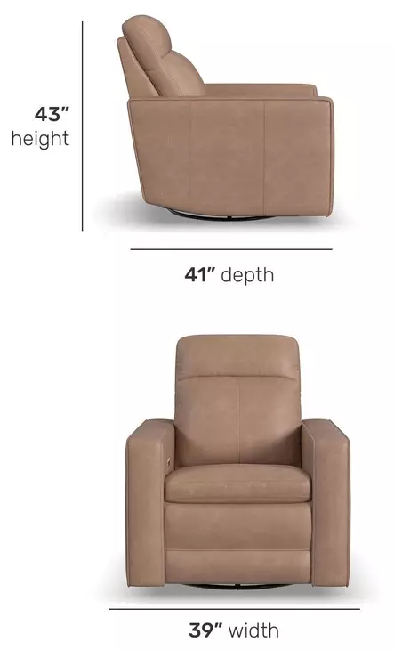 Dutch Desert Tan Leather Zero Gravity Swivel Gliding Power Recliner with USB Charging and Heat Massage