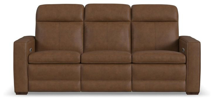 Dutch Cortado Brown Leather 91" Zero Gravity Power Reclining Sofa with Power Lumbar and USB Charging