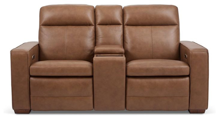 Dutch Cortado Brown Leather 78" Zero Gravity Power Reclining Loveseat with Console and USB Charging
