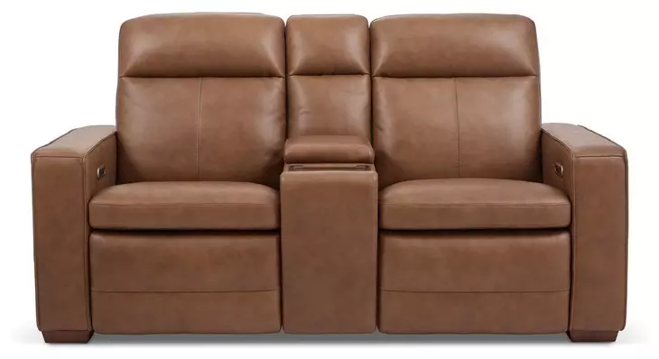 Dutch Cortado Brown Leather 78" Zero Gravity Power Reclining Loveseat with Console and USB Charging
