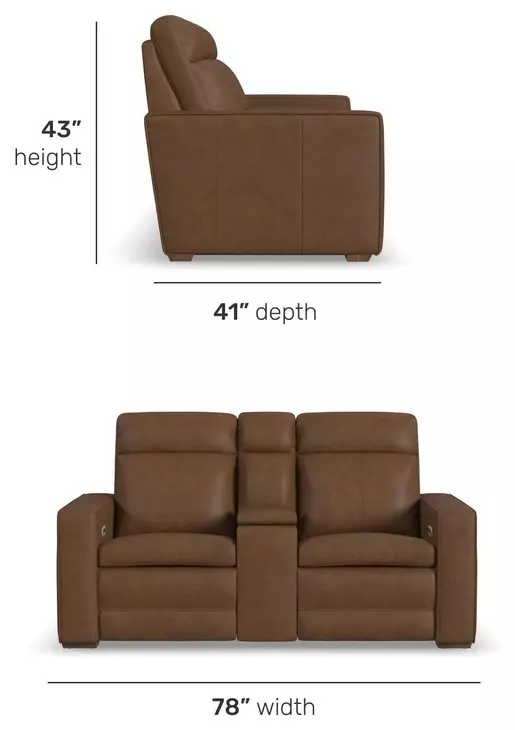 Dutch Cortado Brown Leather 78" Zero Gravity Power Reclining Loveseat with Console and USB Charging