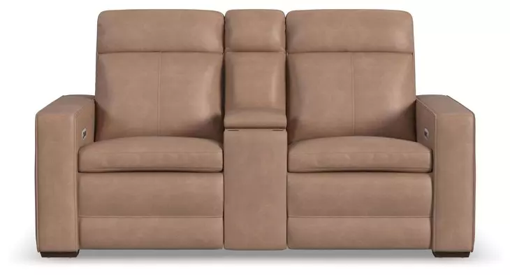Dutch Desert Tan Leather 78" Zero Gravity Power Reclining Loveseat with Console and USB Charging