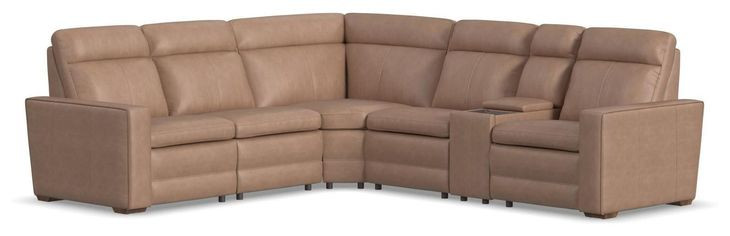 Dutch Desert Tan Leather 6 Piece Modular Zero Gravity Power Reclining Sectional with Power Lumbar and USB Charging