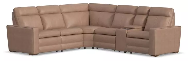 Dutch Desert Tan Leather 6 Piece Modular Zero Gravity Power Reclining Sectional with Power Lumbar and USB Charging