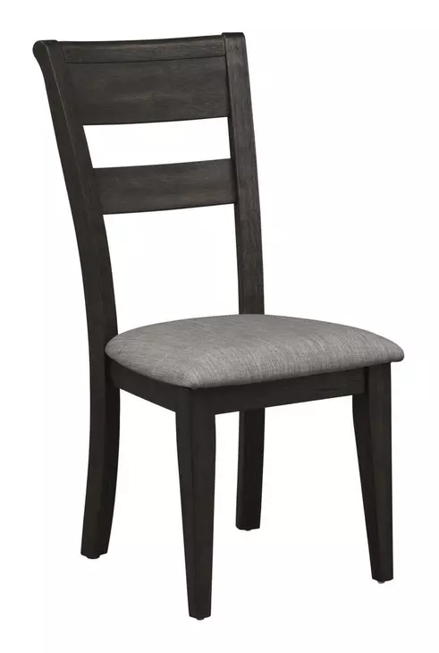 Oak Crossing Dark Chestnut and Gray Upholstered 5 Piece Extendable Trestle Base Dining Set