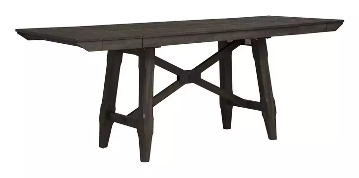 Oak Crossing Dark Chestnut and Gray Upholstered 6 Piece Extendable Gathering Dining Set