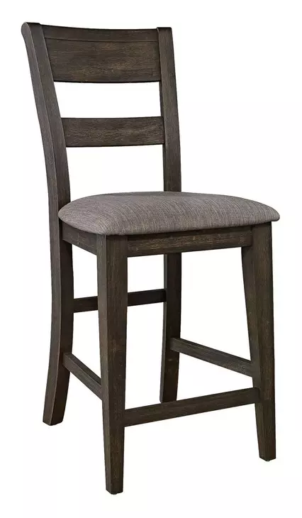 Oak Crossing Dark Chestnut and Gray Upholstered 6 Piece Extendable Gathering Dining Set
