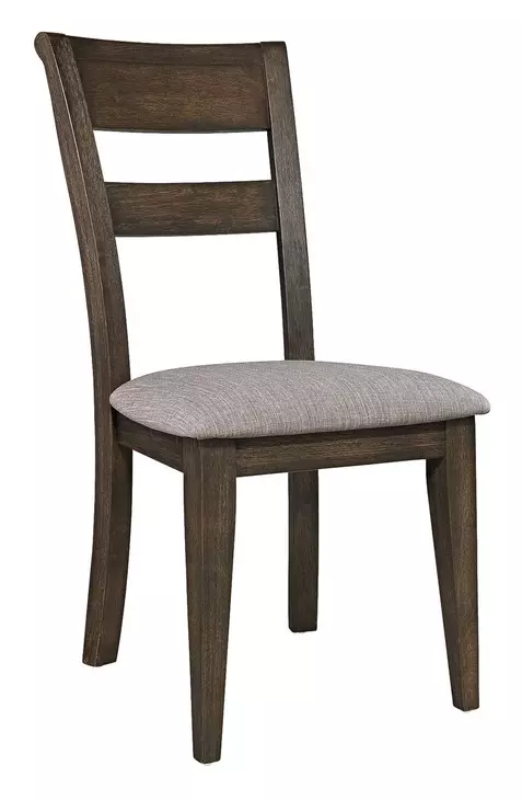 Oak Crossing Dark Chestnut and Gray Upholstered 6 Piece Extendable Trestle Base Dining Set