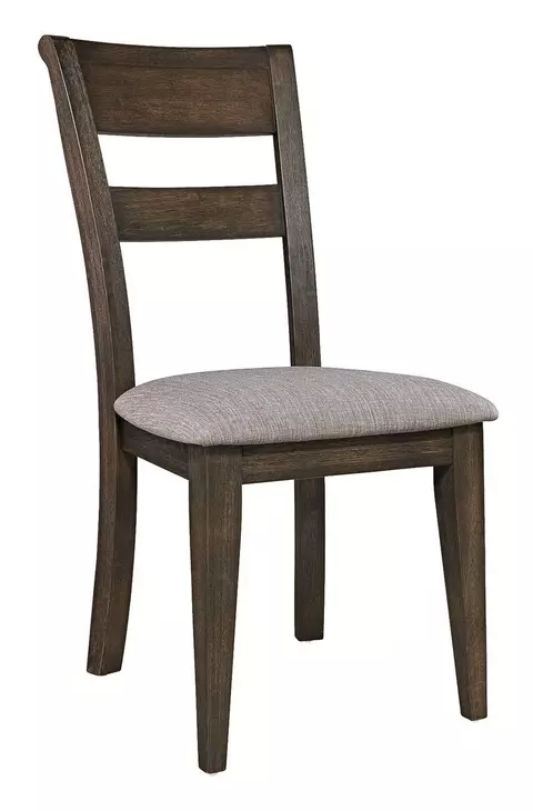 Oak Crossing Dark Chestnut and Gray Upholstered 7 Piece Extendable Trestle Base Dining Set