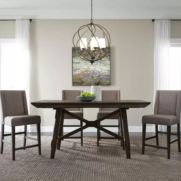 Oak Crossing Dark Chestnut and Gray 5 Piece Extendable Gathering Dining Set