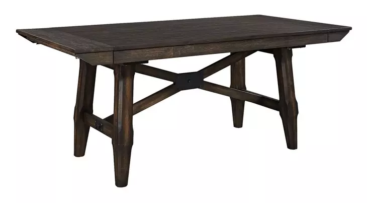 Oak Crossing Dark Chestnut and Gray 5 Piece Extendable Trestle Base Dining Set