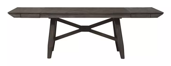 Oak Crossing Dark Chestnut and Gray 6 Piece Extendable Trestle Base Dining Set