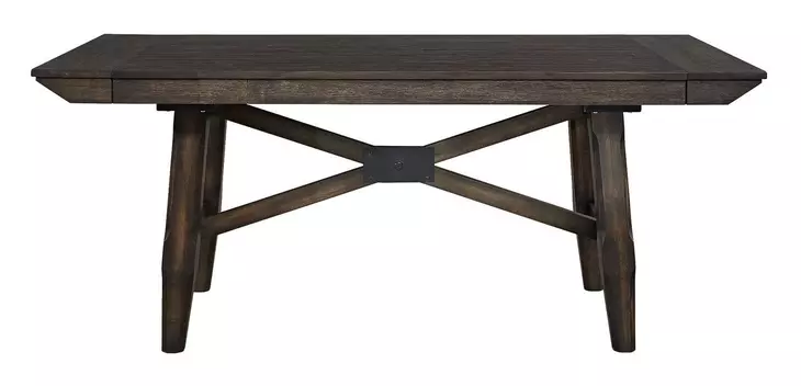 Oak Crossing Dark Chestnut and Gray 7 Piece Extendable Trestle Base Dining Set