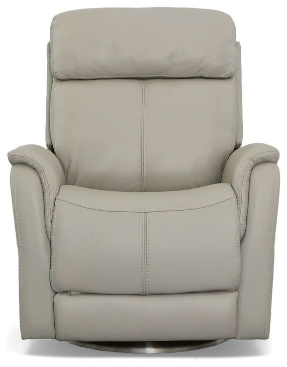 View Beige Leather Swivel Power Recliner With Power Headrest And Lumbar