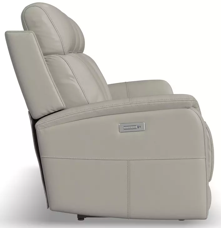 View Dove Power Reclining 85" Sofa With Power Headrest And Lumbar