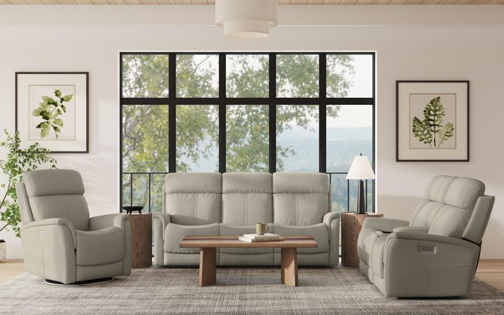 View Dove Power Reclining Living Room Set With Power Headrest And Lumbar