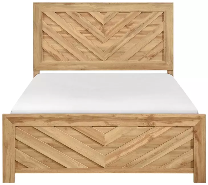 Corbin Natural Eastern King Panel Bed with Chevron Pattern