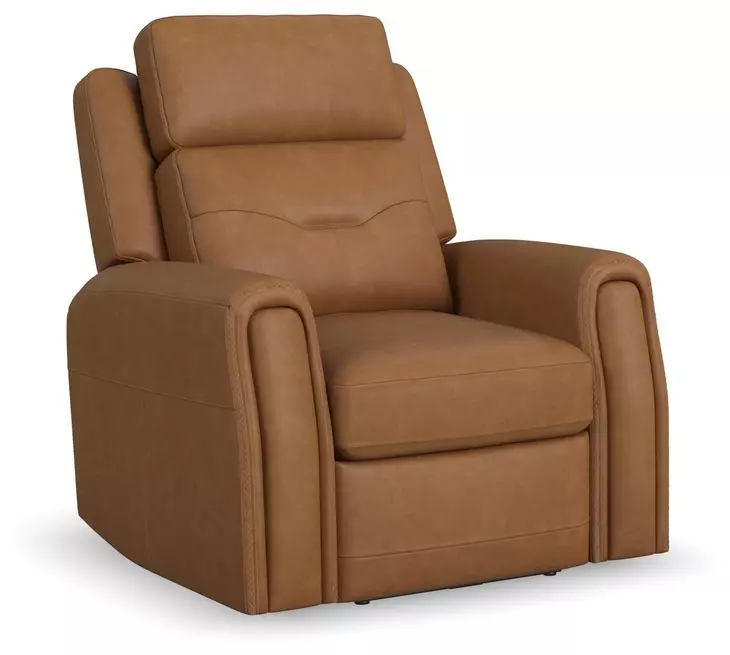 Felix Toasted Almond Leather Zero Gravity Triple Power Recliner with USB Charging and Heat Massage