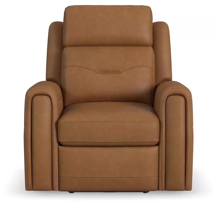 Felix Toasted Almond Leather Zero Gravity Triple Power Recliner with USB Charging and Heat Massage