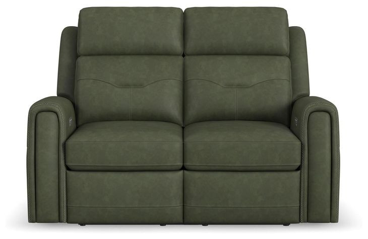 Felix Green Leather 63" Zero Gravity Triple Power Reclining Loveseat with USB Charging and Heat Massage