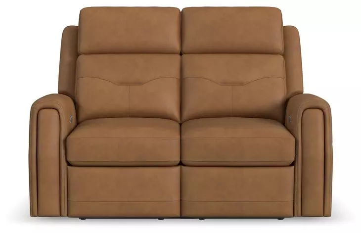Felix Toasted Almond Leather 63" Zero Gravity Triple Power Reclining Loveseat with USB Charging and Heat Massage
