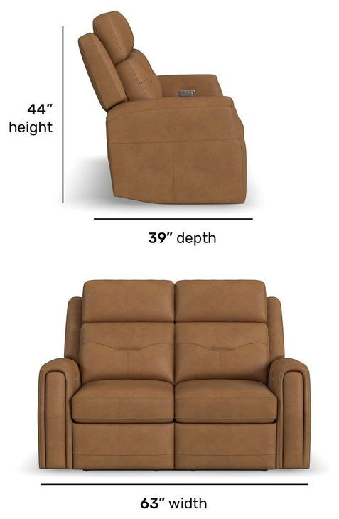 Felix Brown Leather 63" Zero Gravity Triple Power Reclining Loveseat with USB Charging and Heat Massage