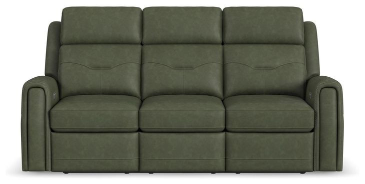 Felix Green Leather 86" Zero Gravity Triple Power Reclining Sofa with USB Charging and Heat Massage