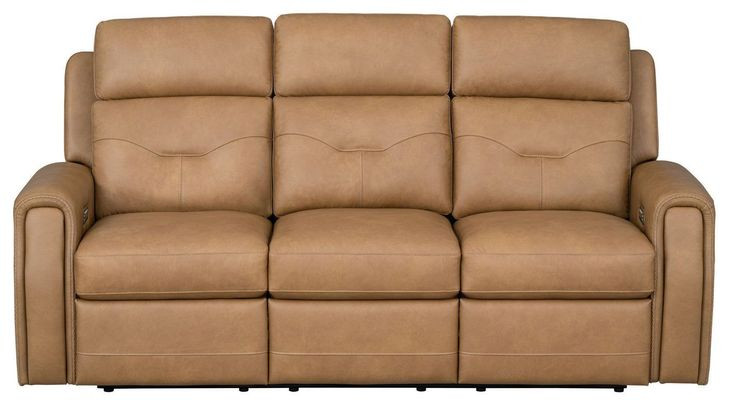 Felix Brown Leather 86" Zero Gravity Triple Power Reclining Sofa with USB Charging and Heat Massage