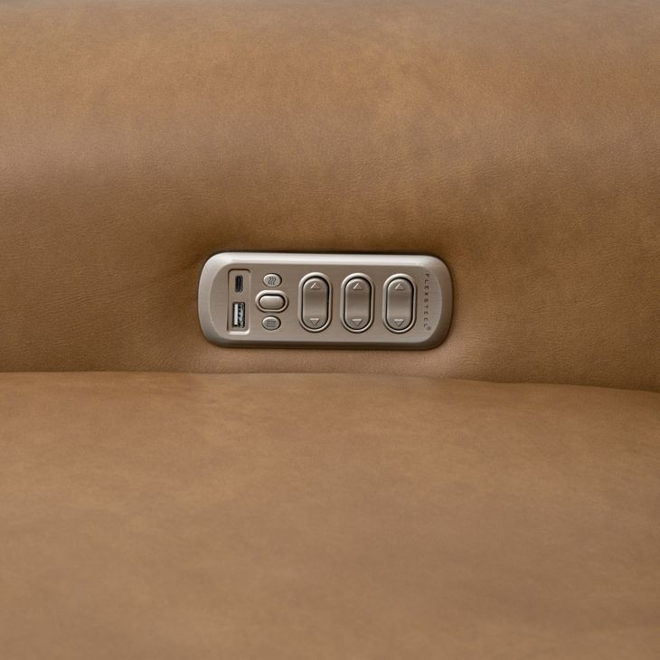 Felix Brown Leather 86" Zero Gravity Triple Power Reclining Sofa with USB Charging and Heat Massage